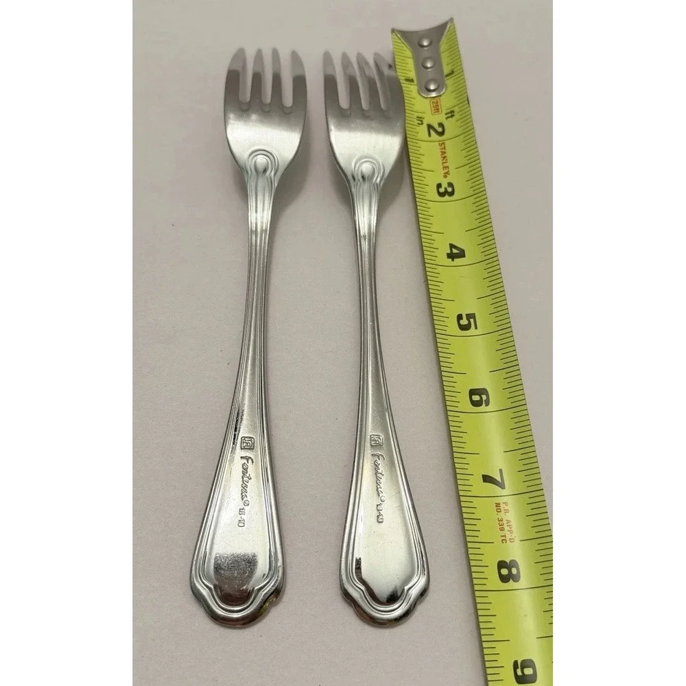 Fortessa Medici Stainless Flatware Dinner Forks 18/10 Fluted Scroll 8